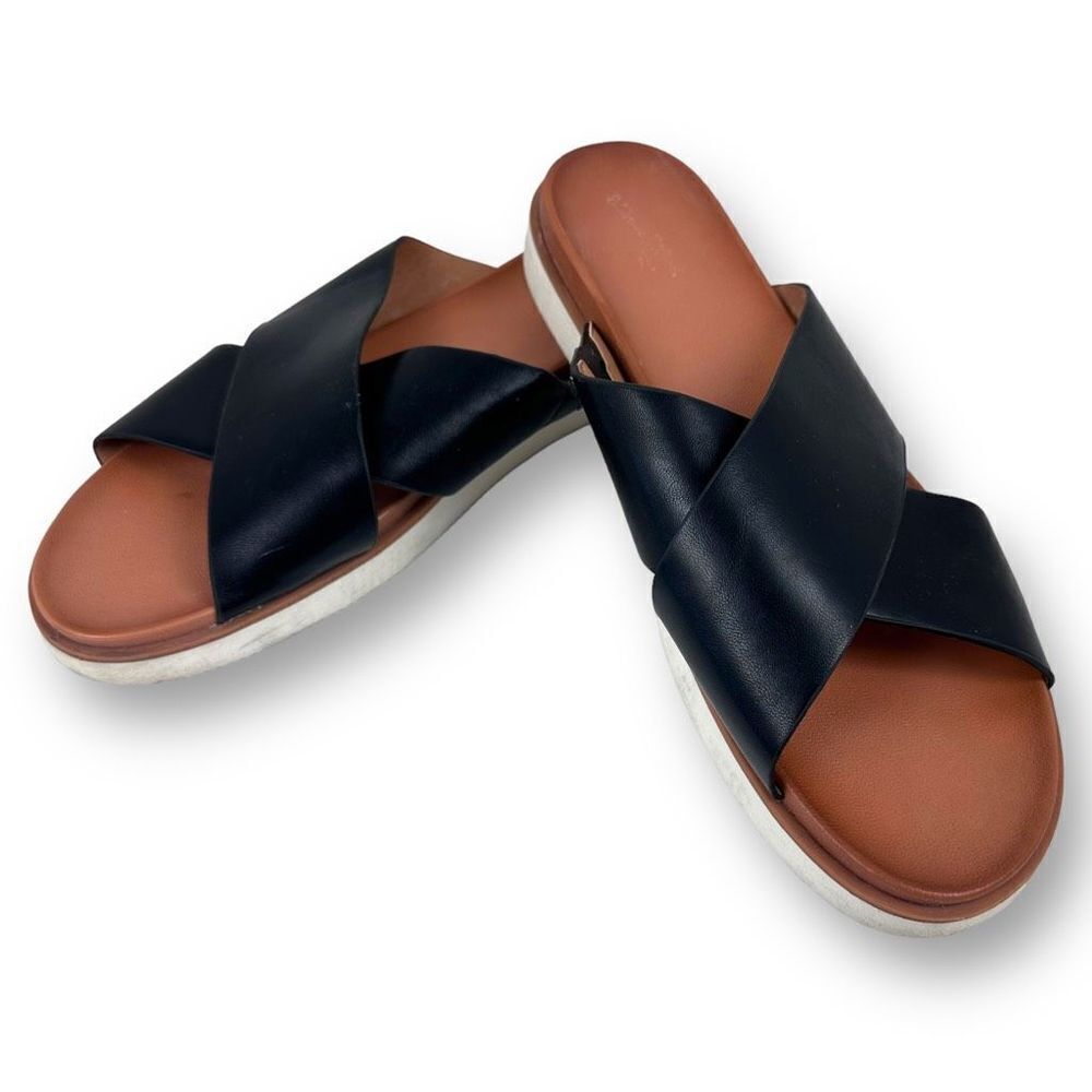 Universal Thread Womens Black Criss Cross Strap‎ Slide Slip On Sandals Size 10
